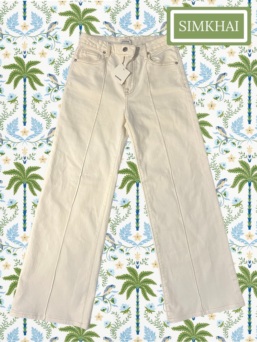 SIMKHAI Cream Wide-Leg High-Rise Jeans NWT Size 25